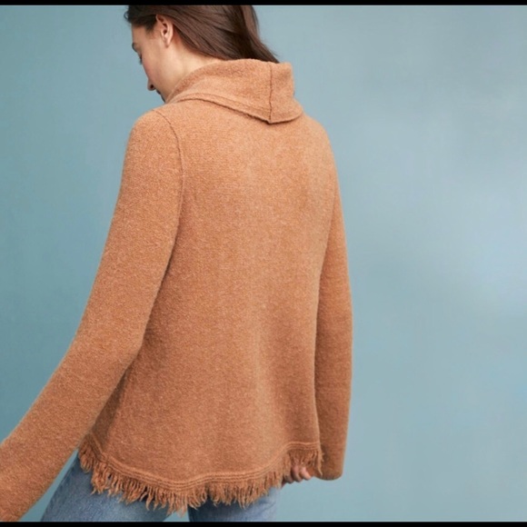 Anthropologie Akemi + Kin Aruna Turtleneck Fringe Sweater wool blend - Picture 2 of 12